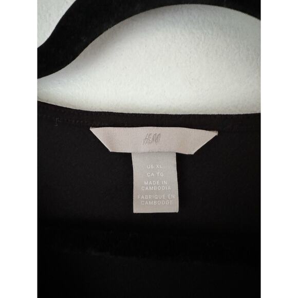 H&M Black Drapey V Neck Long Sleeve Classic Midi Dress Size XL - Picture 5 of 6